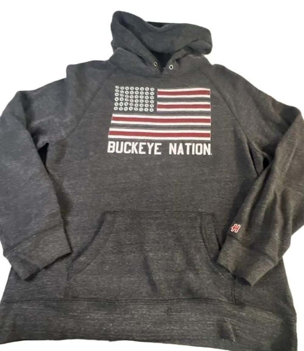 Homage Buckeye Nation American Flag Hoodie Size XL Dark Gray